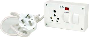PRV 6 AMP 5 PIN SOCKET WITH 2 METER HEAVY WIRE WITH 6 AMP PLUG 2 Socket Extension Boards with two switch (White) 16 A Five Pin Socket