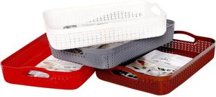 NAYASA Set of 4 multipurpose rope tray basket Plastic Fruit & Vegetable Basket