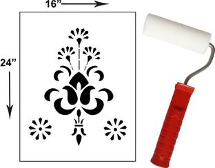 Decor now Size : ( 16-inch x 24-inch) DIY Reusable Stencil Plus 4 inch foam roller for home decor Wall Stencil Stencil