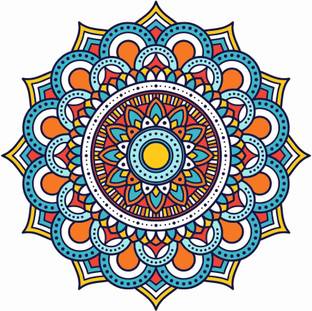 DivineDesigns 41 cm Mandala Rangoli Sticker ( Size :- 16 X 16 inch ) Self Adhesive Sticker