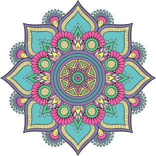 DivineDesigns 41 cm Rangoli Dots Sticker ( Size :- 16 X 16 inch ) Self Adhesive Sticker