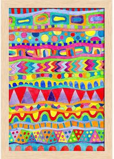 Abstract Watercolor Artwork Paper Poster Natural Brown Frame | Top Acrylic Glass 13inch x 19inch (33cms x 48.3cms) Paper Print