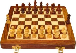 Palm Royal Handicrafts 10 inch Magnetic wooden chess board set with 32 chess pieces and 2 extra queens 6 cm Chess Board