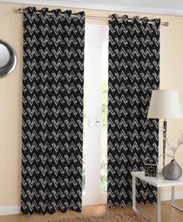 AIRWILL 214 cm (7 ft) Cotton Room Darkening Door Curtain (Pack Of 2)