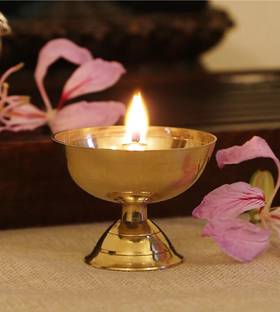 अंतरा Akhand Jyoti Deep Brass table Diya (height 2.5) पीतल टेबल दीया
