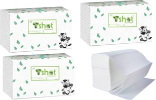 Tshot M Fold Tissue Paper/ Paper Towel (2 Ply) For Home And Office Use, High Absorbent, Large Size Tissue (23x21 Cm) Pack Of 4 (400 Tissue)