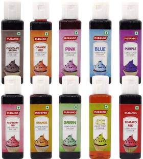 PURAMIO Liquid Food Colours, 30ml Each, (Pack of 10)- Multicolor