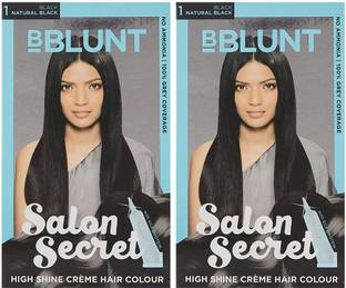 BBlunt Salon Secret High Shine Creme Hair ColourNatural Black 1(2 x 100g) with Shine Tonic 8ml , Natural Black 1