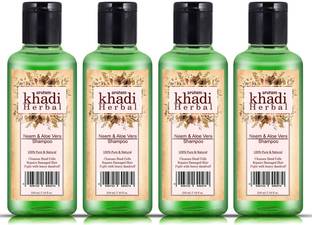 Srotam Khadi Herbal Neem & Aloe Vera Shampoo with Natural Ingredients (Deep Cleansing) (Pack of 4)