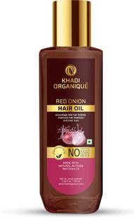 khadi ORGANIQUE Red Onion Hair Oil with Keratin Protein booster, Nourishes hair follicles, Anti - Hair loss, Regrowth  Hair Oil