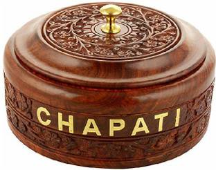 SKSS Wooden handmade chapati box, roti box , casserole ,9" inch round shape Serve Casserole