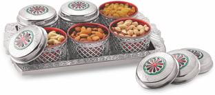 SUNLIFE - Rover Gift Set - 6 Pieces Dry fruit, Mouth Freshener, snack serving with Lid & Serving Tray - Specially Handicraft Design -  - 250 ml प्लास्टिक यूटीलिटी कंटेनर
