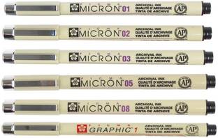SAKURA Pigma Micron (Black ink) Set with Graphic 1 Fineliner Pen