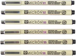 16 Piece Set Black Pigma Micron Collection Pens | Sakura #50077