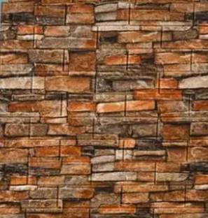 ODELEE 77 cm 3D NATURAL STONE DARK FINISH STICKER 70 X 77 CM PCK 2 Self Adhesive Sticker