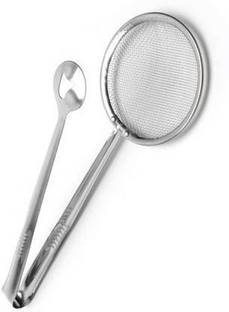 Demettr Multi-Functional 2 in 1 Fry Tool Filter Spoon Strainer with Clip Deep Frying Basket (Silver Pack of 1) Demettre Multi-Functional 2 in 1 Fry Tool Filter Spoon Strainer with Clip Deep Frying Basket (Silver Pack of 2) 20 cm NA Tong Set