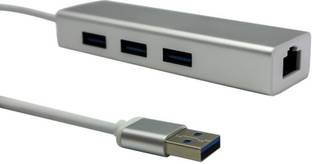 microware USB 3.0 3-Port Hub with Gigabit Ethernet Adapter USB Adapter