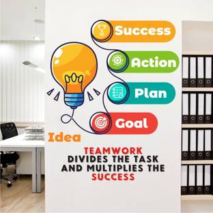 WALL STICKS 100 cm Team Work - Idea - Goal Success Office Inspirational Motivational Wallsticker Non-Reusable Sticker