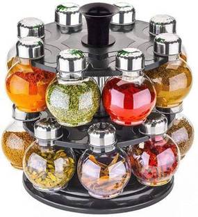 3D METRO SUPER STORE Dish Drainer Kitchen Rack Plastic Revolving Spice Rack Set
