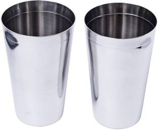 MASSEY (Pack of 2) Stainless Steel Plain Lassi Glass, Pack of 2, 650 ml/Glass Glass Set Water/Juice Glass