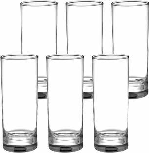 SHIPPLIER (Pack of 6) High Ball Tumbler Long Drink Glass for Drinking Water, Beer, Soda, Fresh Juice,Cocktail Long Drink Glass Glass Set Water/Juice Glass