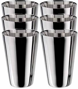 MASSEY (Pack of 6) Stainless Steel Juice and Water Drinking Glasses - Multi Purpose (600ml) Set of 6 Glass Set Water/Juice Glass