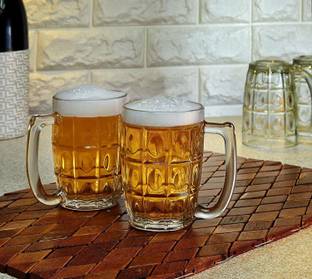 KVA (Pack of 2) Glassware Beer Glass Set Classic Design - Glass Beer Mug Heavy Base, 400 ml (Set of 2)400 ML Glass Set Beer Mug