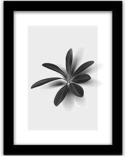 रेनबो आर्टस Black Leaf Wall Paintings with Frame for Living Room - Framed Leaf Wall Posters - Botanical Leaf Poster with Frame डिजिटल रीप्रिंट 14 inch x 11 inch पेंटिंग