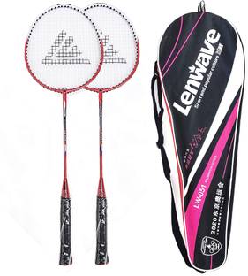 LenWave (LW-Y051)- Aluminum Alloy Single Frame Strung Badminton Racquet(set of 2) White, Red, Black Strung Badminton Racquet