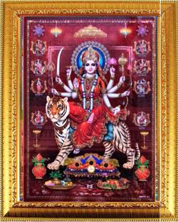 SUNINOW 3d NAV DURGA MAA PHOTO FRAME | GOD PHOTO FRAMES | Hindu god photo | bhagwan photo | small size photo of 7x 5 inch Religious Frame