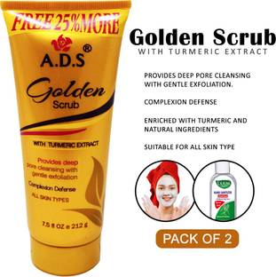 ads Golden Facial Face Scrub, (A1548), 212g Pack of 2 With Lilium Hand Cleanser Scrub