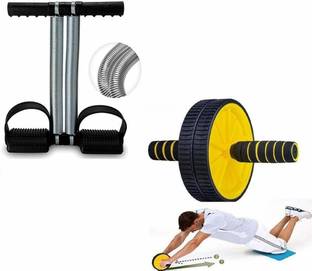 Emvay Double Spring Tummy Trimmer and Double Wheel AB Roller Combo Ab Exerciser