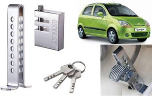 Selifaur B7C53 Stainless Steel Pedal Lock Rod or for Car Clutch Brake Throttle Adjustable Anti Theft Security Lock System for Spark Wheel Lock