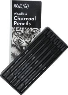 BRuSTRO Natural Charcoal 3 soft, 2 medium, 1 hard Stick