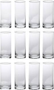 1st Time (Pack of 12) New Stylish & Designer Baverage Tumbler Multipurpose Clear Glass -GL63 (Set Of 12) Glass Set Water/Juice Glass