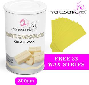 PROFESSIONAL FEEL White Chocolate cream wax with 32 wax strips, Chocolate wax Hair Removal advance formula Wax