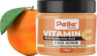 Pelle Beauty Vitamin C, E & Hyaluronic Acid Brightening Face Scrub,Orange face Scrub Tan Removal - For Fresher Skin With Vitamin C 100% pure scrub Scrub 100gm Scrub
