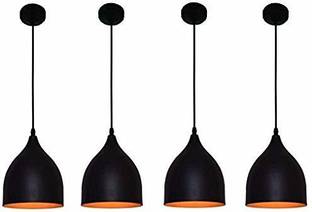 LUMINA PLUS LED LIGHTING Metal E26/E27 Pendant Ceiling Hanging Lights Lamp (Black) Size: 23 * 17 * 17cm -Set of 4 Pendant Lamp Ceiling Lamp