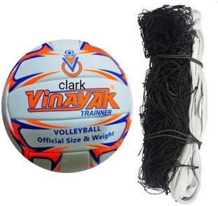 clark Orange mashine statch volleyball with nylon net Volleyball Kit