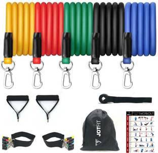JOTFIT Resistance Band/Toning Tube Set of 11 with Workout Chart Resistance Tube