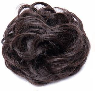 VSAKSH Pack of 1 Pcs Synthetic Party Look Messy/Curly Hair Juda Bun Maker Hair Extension for Girl's & Women - Brown Bun