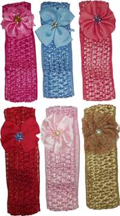 Avaco Crochet Cutwork Flower Headband for Baby Girls (Multicolor and Random Design,Pack of 6) Head Band