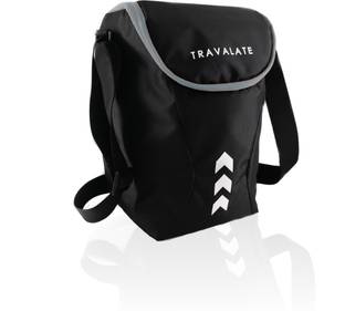 Travalate Waterproof Lunch Bag for Office Men and Women- Thermally Insulated Tiffin Bag (Black Grey) 12 Litres Polyester Storage Pouch