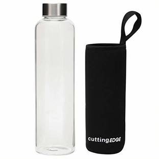 Cutting EDGE Borosilicate Glass Water Bottle with Black Sleeve for School, Home, Office, Travel 500 ml Bottle