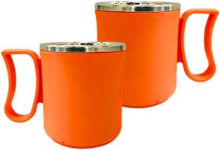 APEX Style of Plastic Steel Milk-Tea-Coffee. ( 2 pcs set ) Stainless Steel, Plastic Coffee Mug