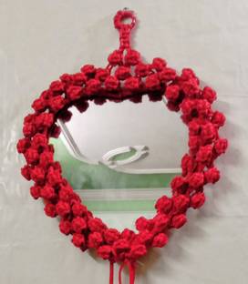 UVV Wall decor mirror heart shape-Red Handmade