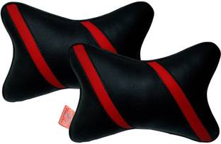 WolkomHome Black, Red Leather Car Pillow Cushion for Universal For Car
