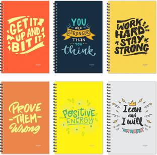 ESCAPER Motivational Notebooks - Jumbo Pack of 6 Notebooks (Ruled - A5 Size - 8.5 x 5.5 inches each), Inspirational Notebooks, Motivational Quotes Notebooks, Quotes on Notebooks A5 Notebook Ruled 160 Pages