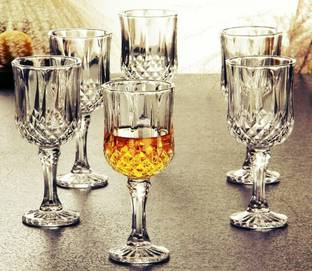 Toy Street (Pack of 6) Wine & Whisky Glass - Set of 6-180ml - Crystal Glass, Party Drinking Glassware, washer Safe, Restaurant Quality Glass Set Wine Glass