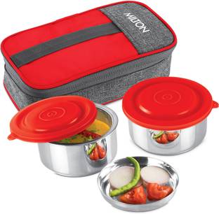 MILTON Pasto 2 Double Wall Stainless Steel,Red 2 Containers Lunch Box